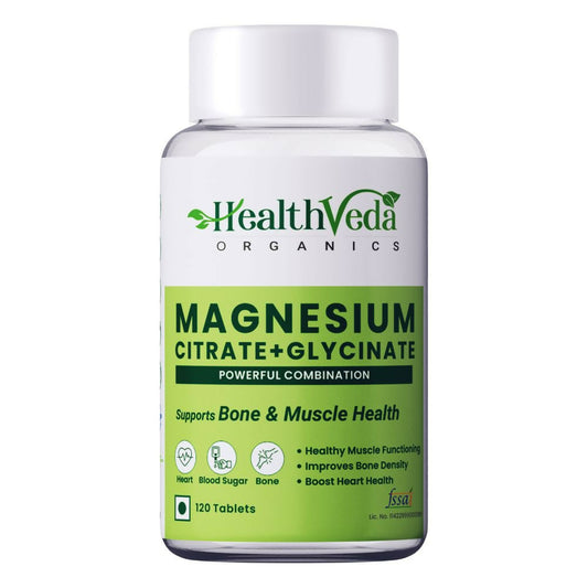 Health Veda Organics Magnesium Citrate+Glycinate Tablets