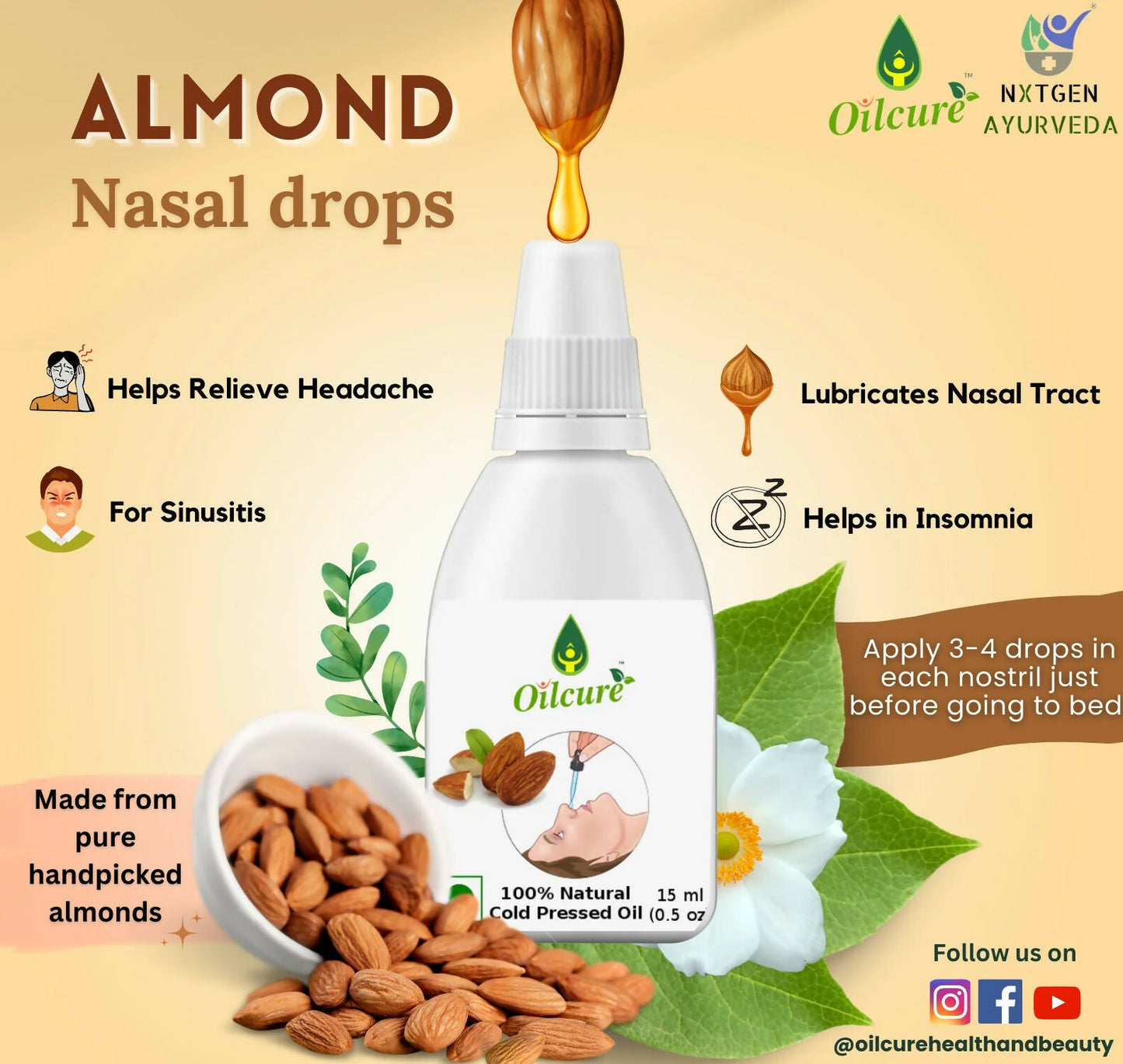 Oilcure Almond Oil Nasal Drop