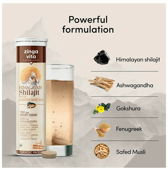 Zingavita Ayurveda Himalayan Sj Effervescent Tablets with Ashwagandha - Drmedicart