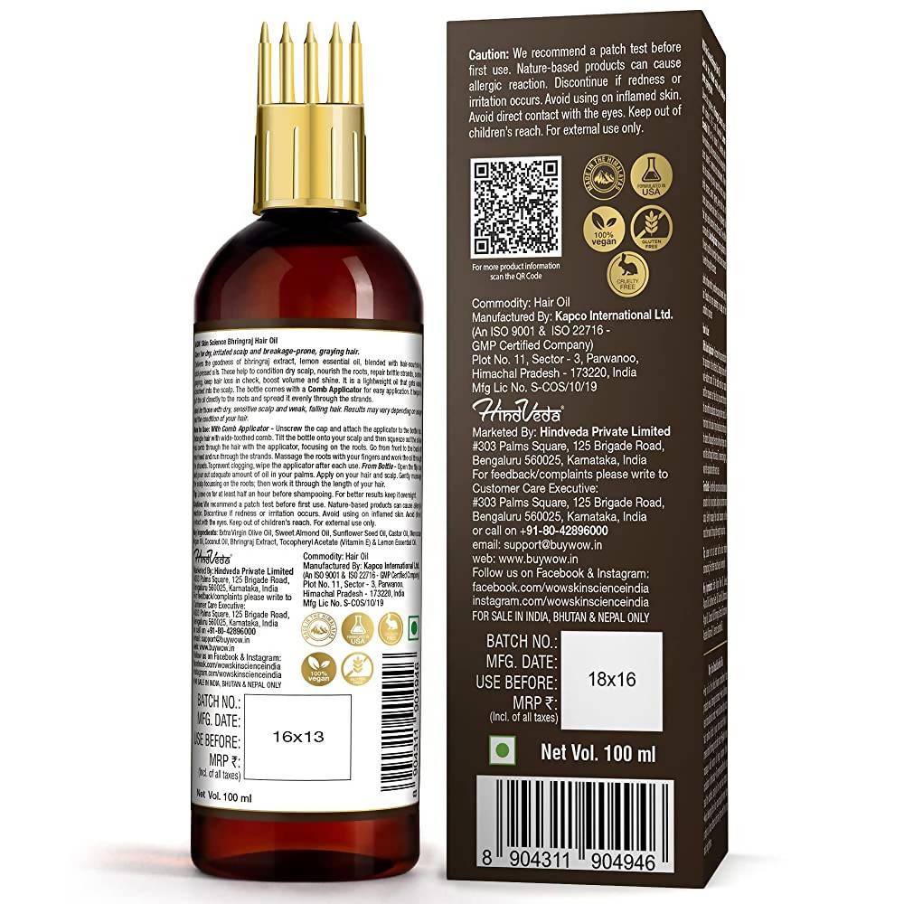 Wow Skin Science Bhringraj Hair Oil With Comb Applicator - DrMediCart