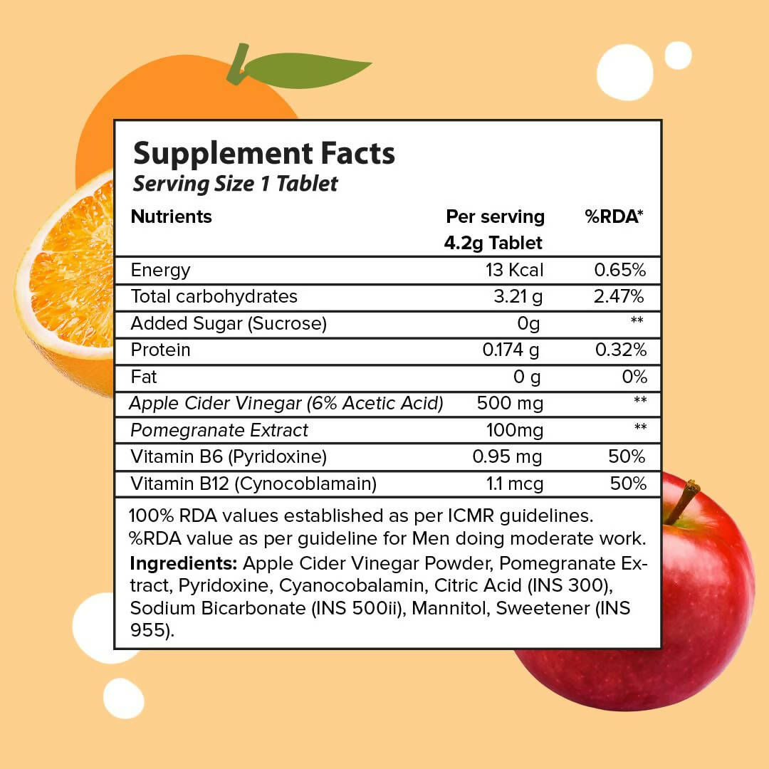 PLIX The Plant Fix Apple Cider Vinegar Effervescent Tablet with Mother - Orange