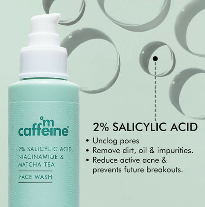 mCaffeine 2% Salicylic Acid Niacinamide & Matcha Tea Face Wash