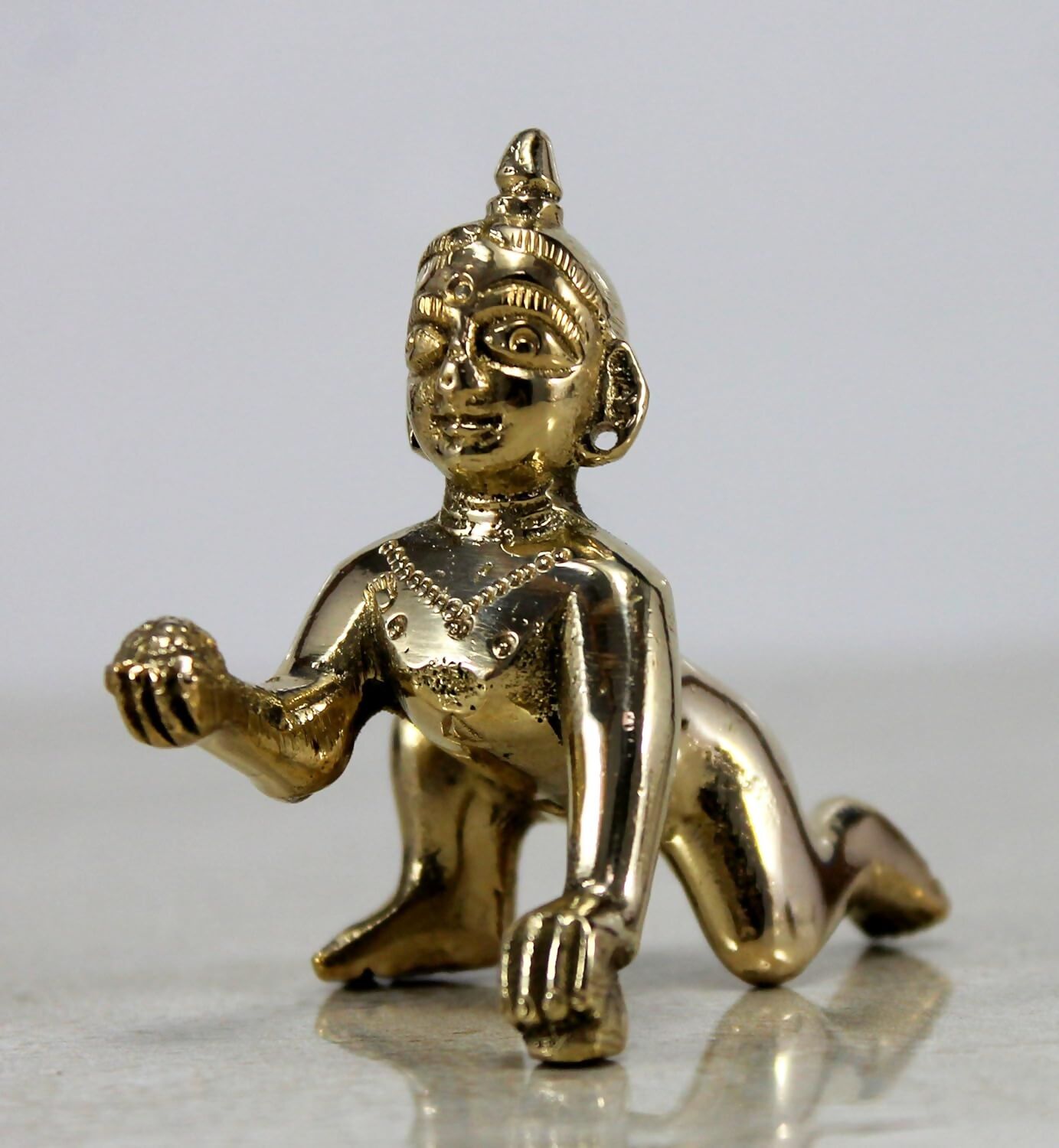 StonKraft Brass Laddoo Gopal Baby Krishna Murti Idol