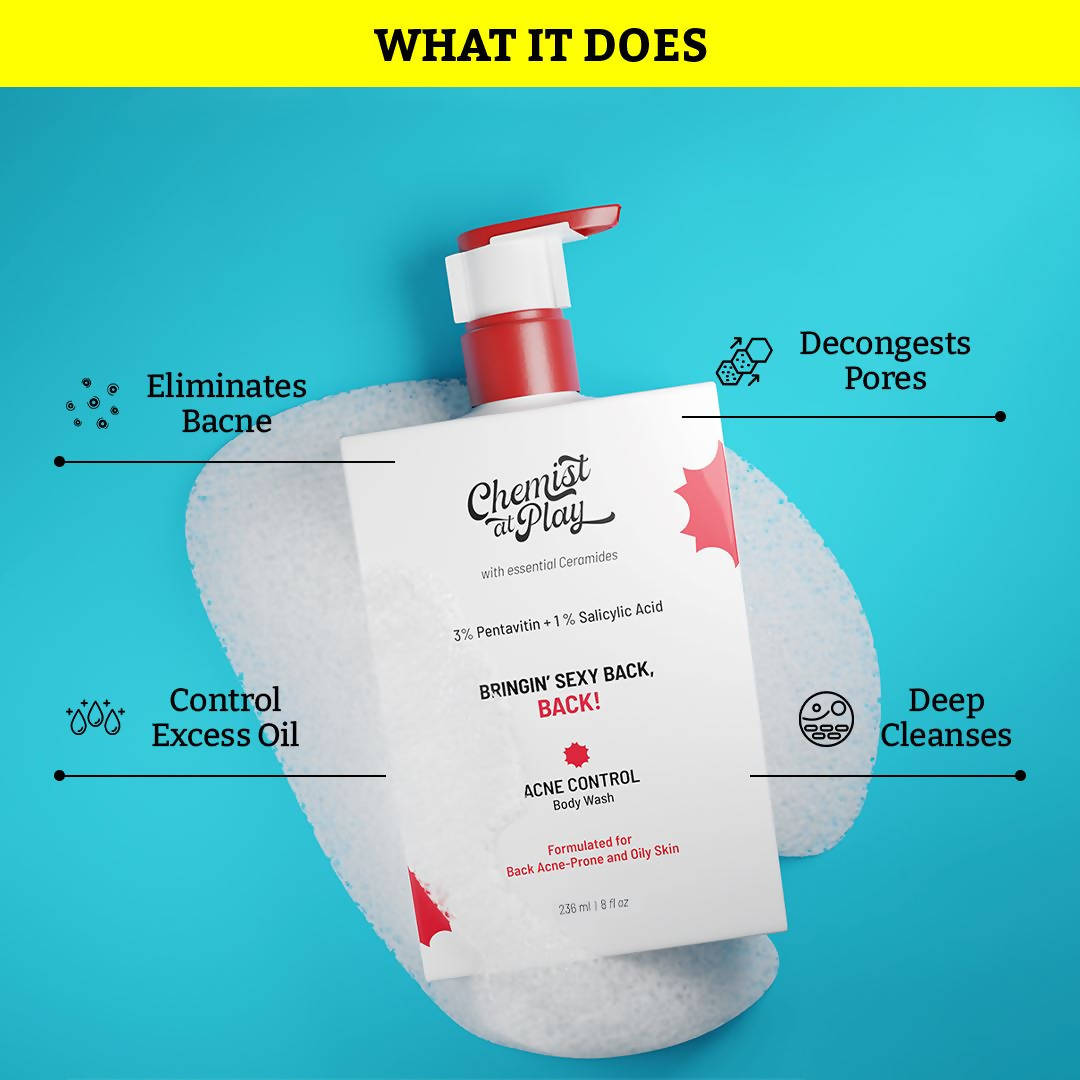Chemist At Play Acne Control Body Wash for Body Acne, Bumpy Skin & Deep Cleanses Skin