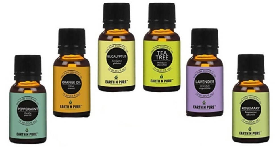 Earth N Pure Essential Oils (Peppermint, Sweet Orange, Eucalyptus, Tea tree, Lavender & Rosemary)