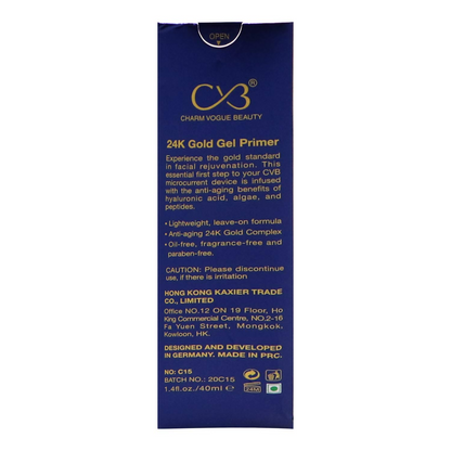 CVB C15 24K Gold Gel Primer for Pores Minimization Anti-Ageing Oil-Free