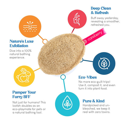 Careberry Earth-Embrace Exfoliating Loofah| Body Sponge Scrubber for Bathing | Bath Luffa Sponges