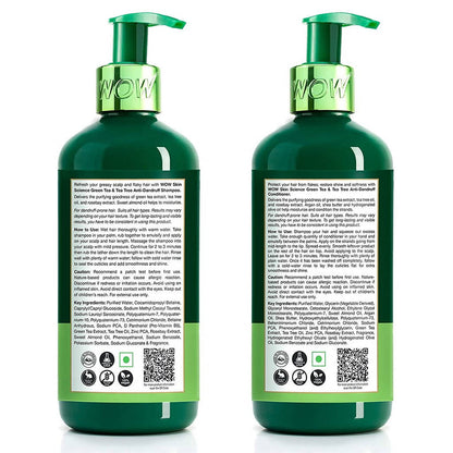 Wow Skin Science Green Tea & Tea Tree Anti-Dandruff Shampoo & Conditioner - Drmedicart