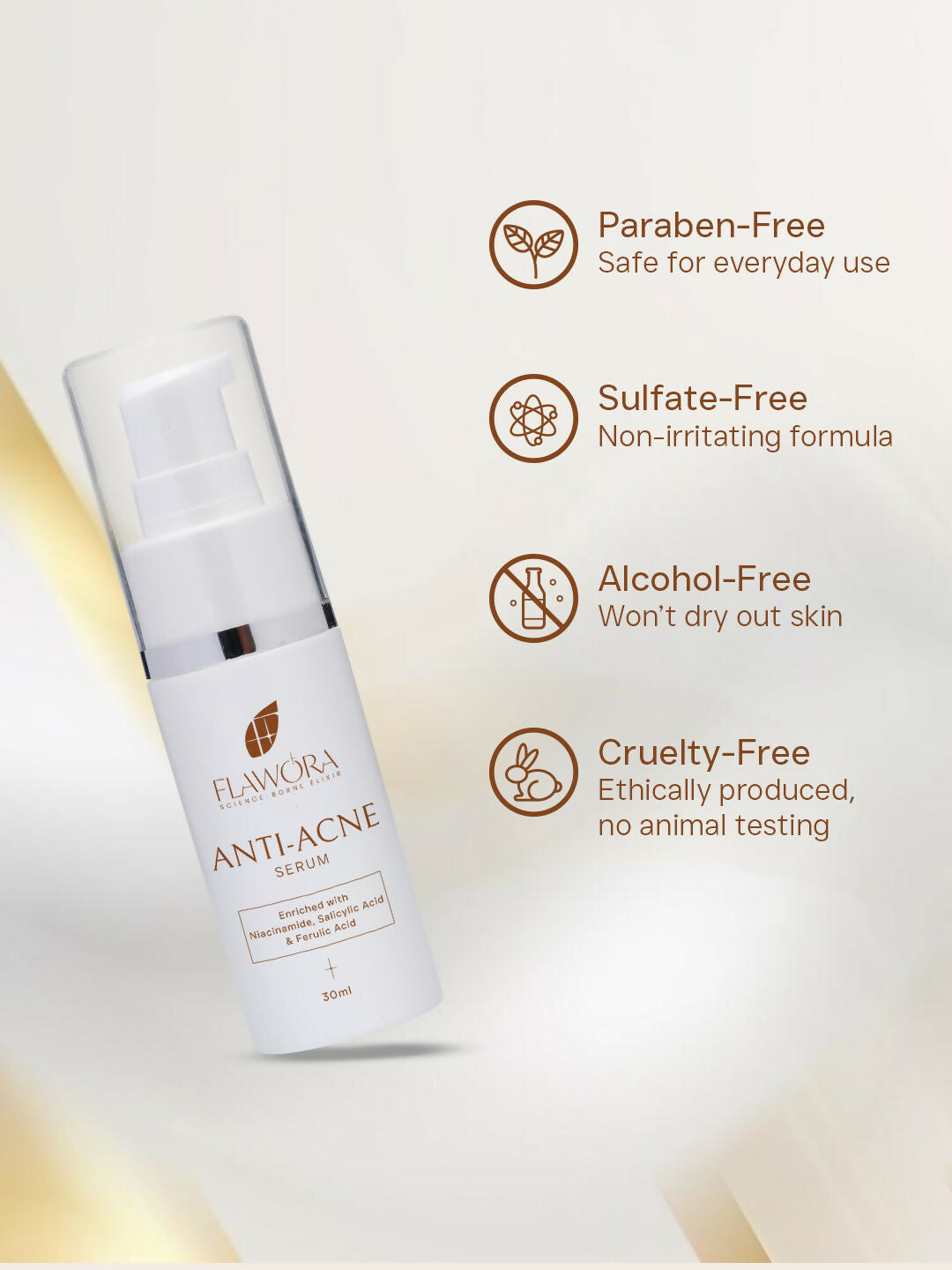 Flawora D-Tan Lotion, Anti Acne Serum, Anti-Grey Hair Serum and Gold Face Serum Combo