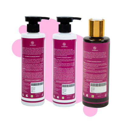 Careberry Organic Red Onion & Black Seed Oil Ultimate Anti Hair Fall Shampoo + Conditioner + Hair Oil - DrMediCart