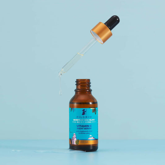 Buy Pilgrim Korean Vitamin C Night Serum for glowing skin with Hyaluronic acid & White Lotus from DrMediCart, Ship from India to USA