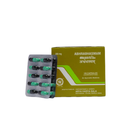 Buy Kottakkal Arya Vaidyasala Abhrabhasmam Capsules  -  Ayurvedic Tonic for Immunity & Vitality from DrMediCart, Ship from India to USA