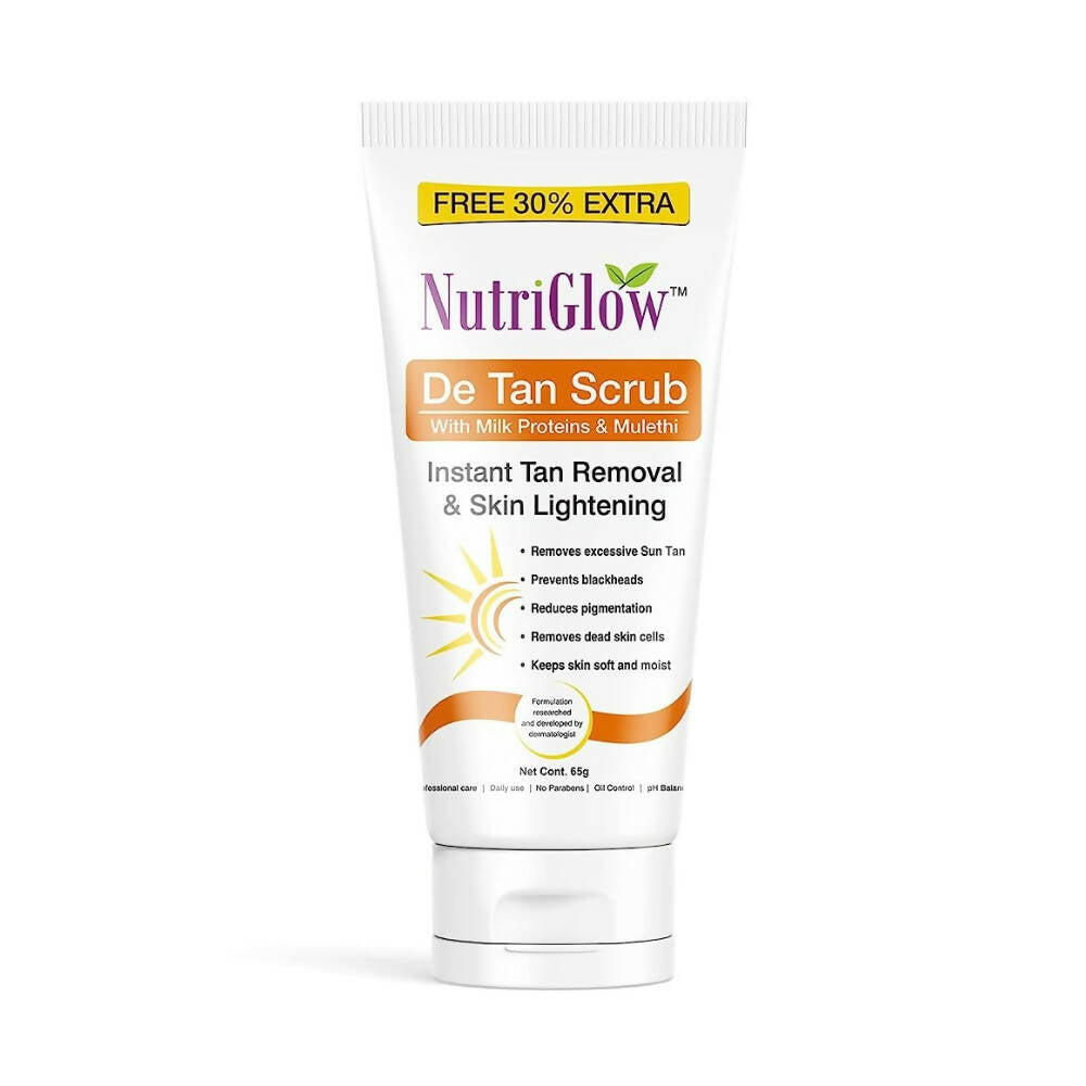 Buy NutriGlow De Tan Scrub With Milk Protein & Mulethi from DrMediCart, Ship from India to USA