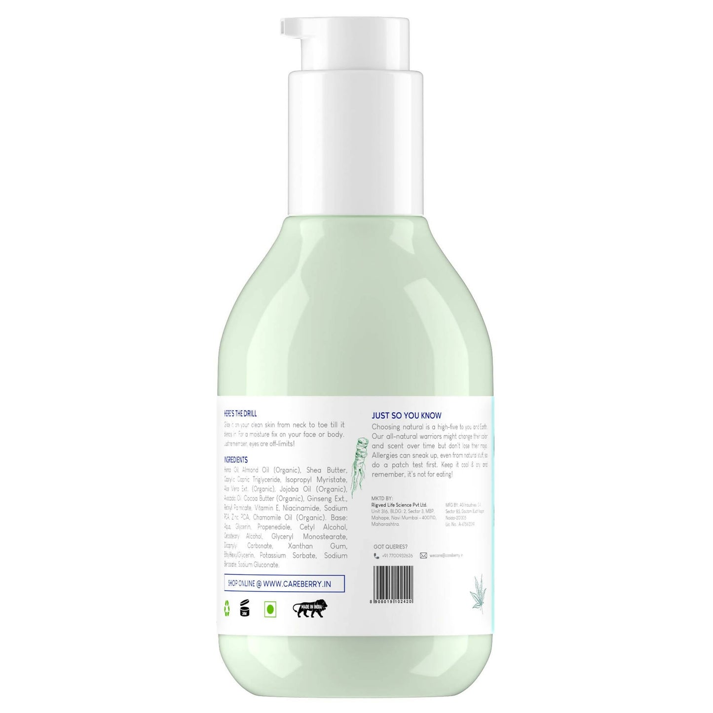 Careberry Hemp Seed Oil & Ginseng Calming Body Lotion