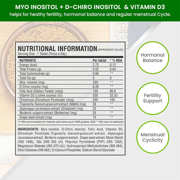 Vasu Healthcare Nutra PCOS Supplement Tablets - Drmedicart