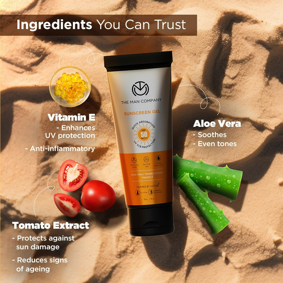 The Man Company Oil-Free Sunscreen Gel SPF 50 PA+++ For Men