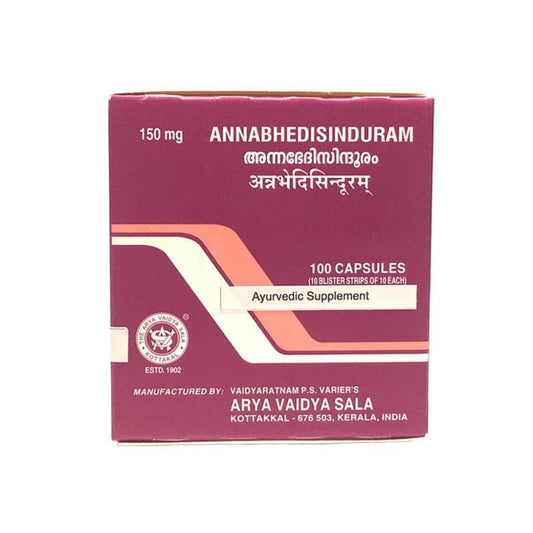 Buy Kottakkal Arya Vaidyasala Annabhedi Sinduram Capsules  -  Ayurvedic Iron Supplement from DrMediCart, Ship from India to USA