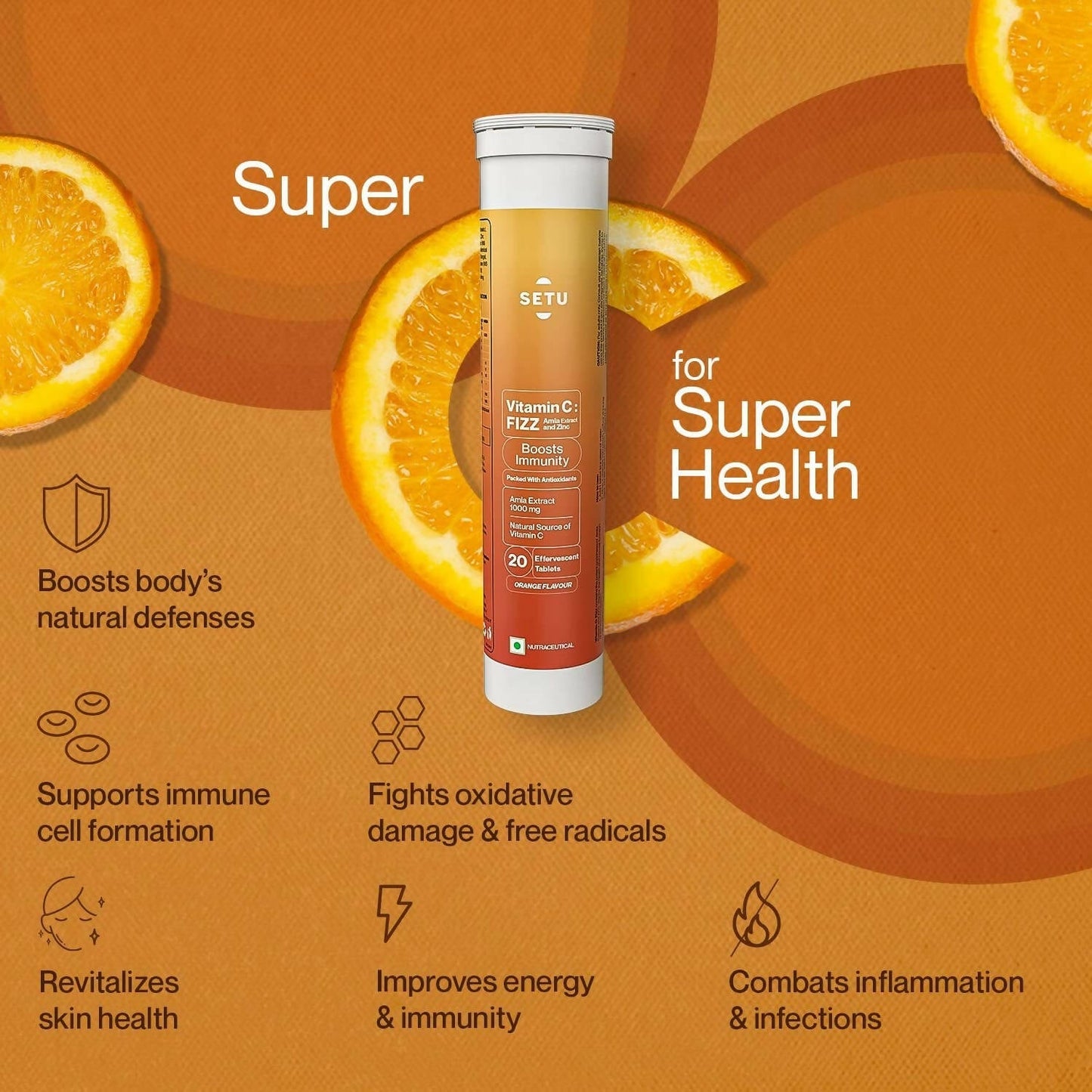 Setu Vitamin C: Fizz - 15 Effervescent Tablets