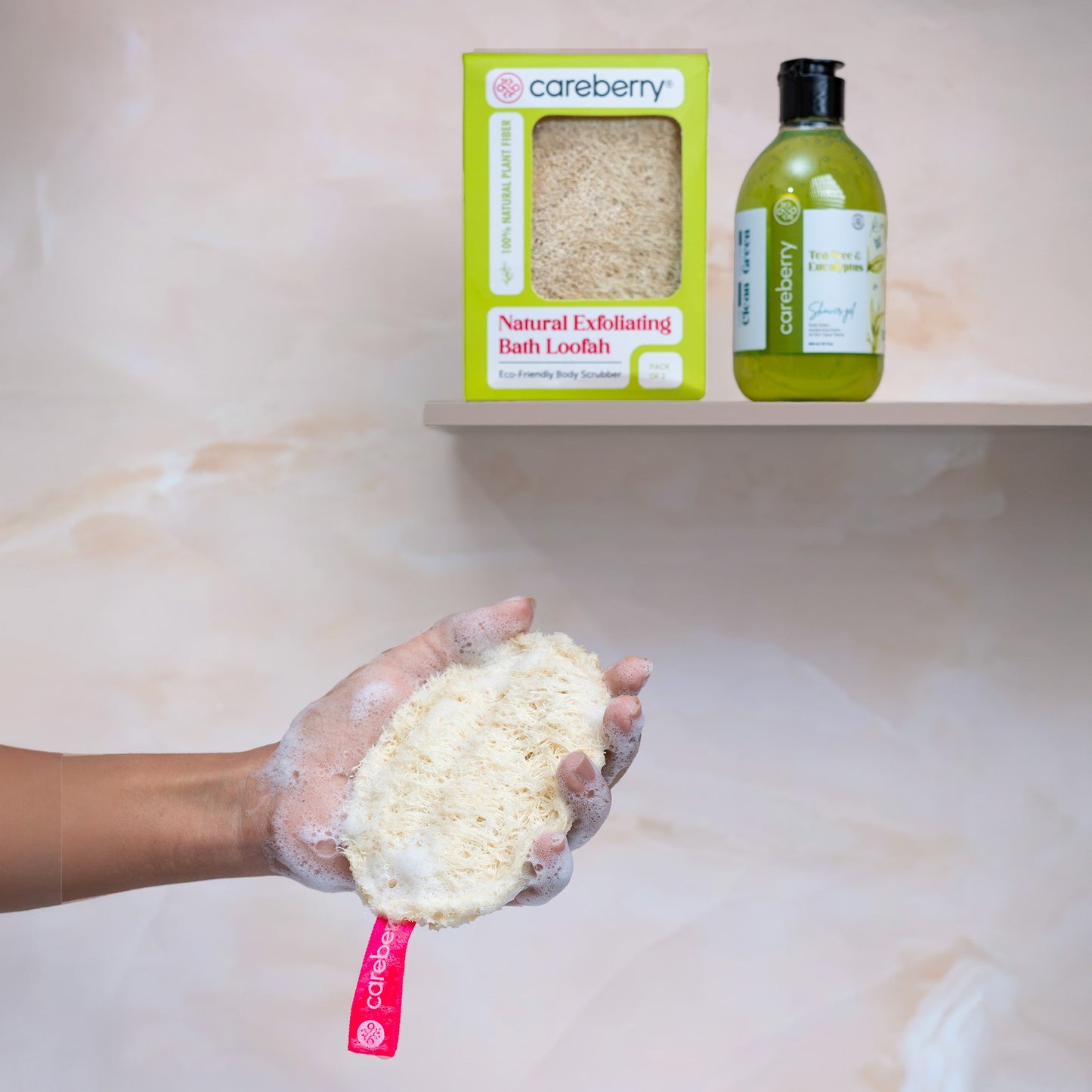 Careberry Earth-Embrace Exfoliating Loofah| Body Sponge Scrubber for Bathing | Bath Luffa Sponges