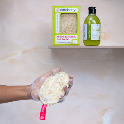 Careberry Earth-Embrace Exfoliating Loofah| Body Sponge Scrubber for Bathing | Bath Luffa Sponges