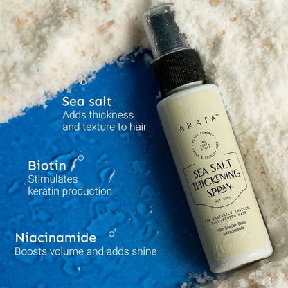 Arata Sea Salt Volumizing Hair Spray Infused with Niacinamide, Biotin & Sea Salt For Instantly Thicker, Full-Bodied Hair