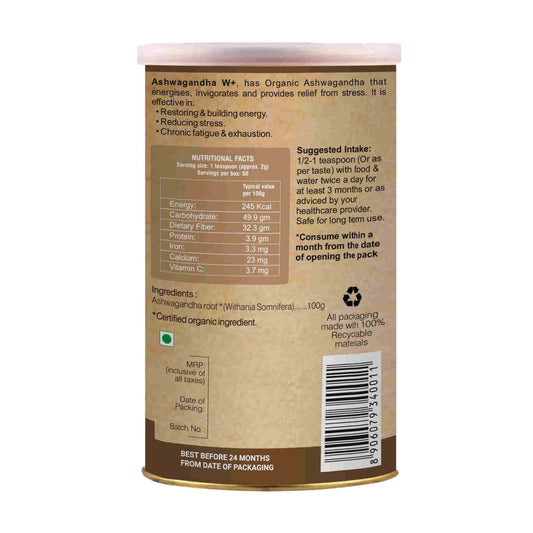 Buy Organic Wellness Ashwagandha W+ from DrMediCart, Ship from India to USA