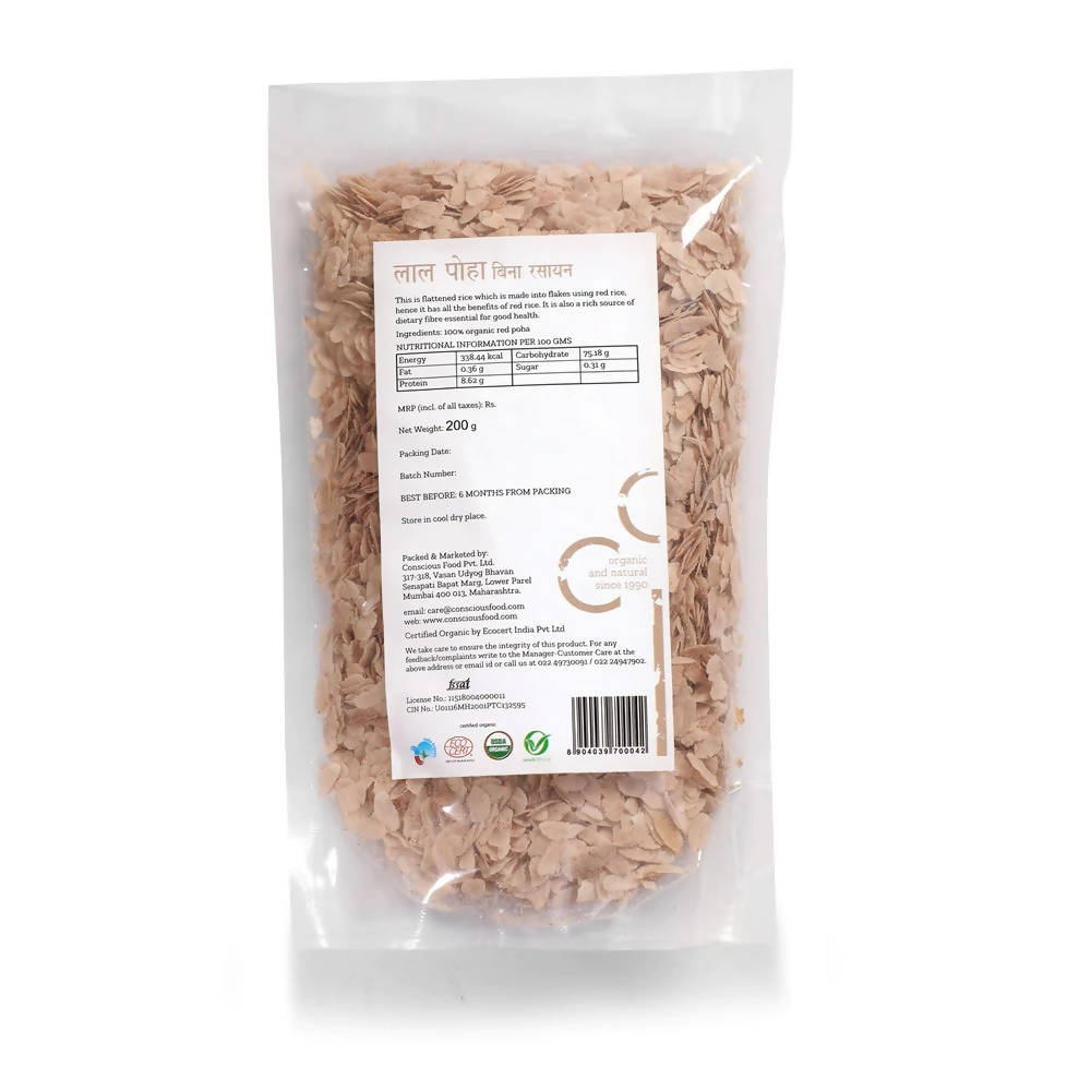 Conscious Food Organic Red Rice Flakes (Red Poha)
