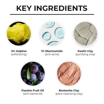 Dr. Sheth's Passion Fruit & Sulphur Face Mask For Skin Detoxifying, Brightens Skin, For All Skin Types