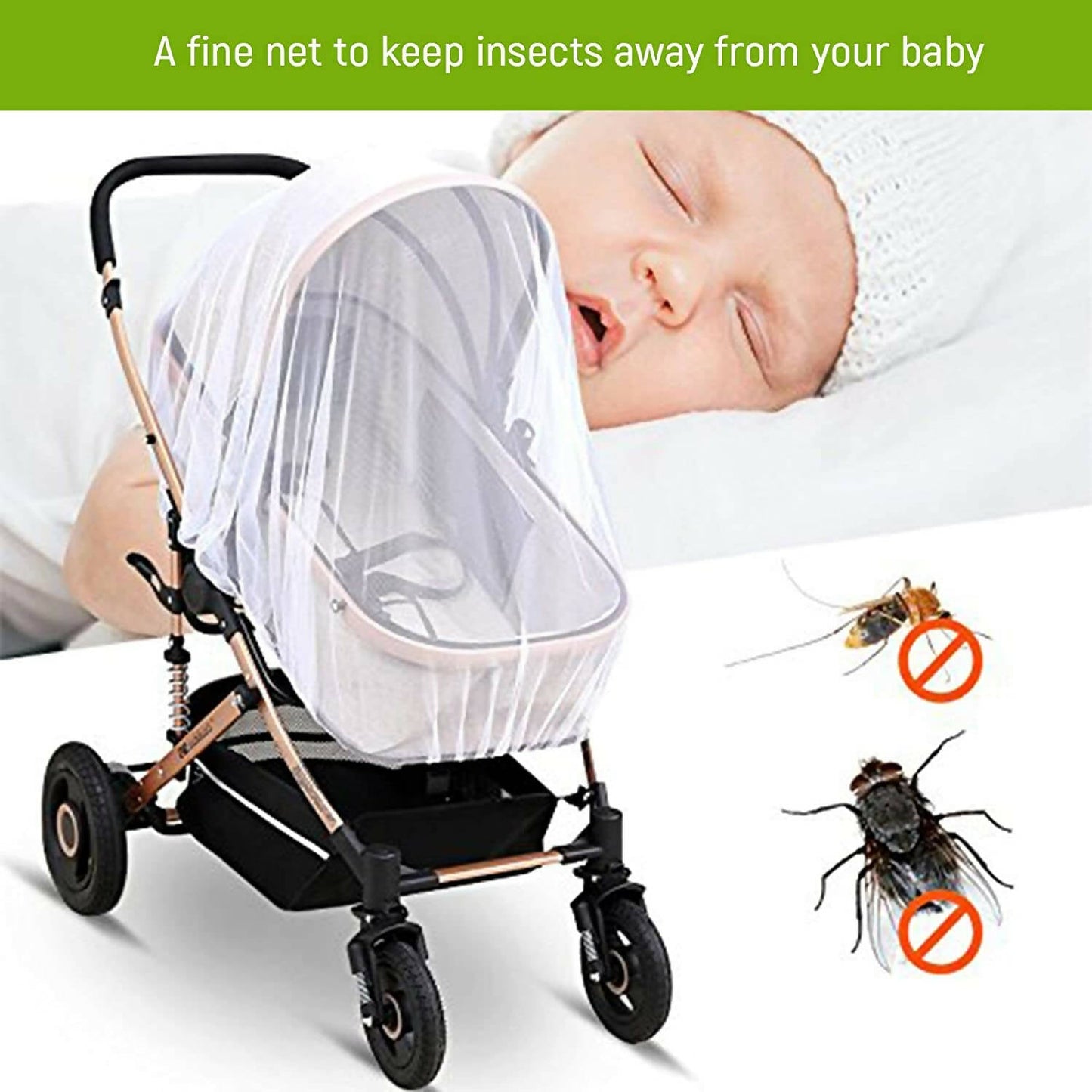 Safe-O-Kid Waterproof Net, Wind Shield Net For Baby Pram/Strollers, Transparent