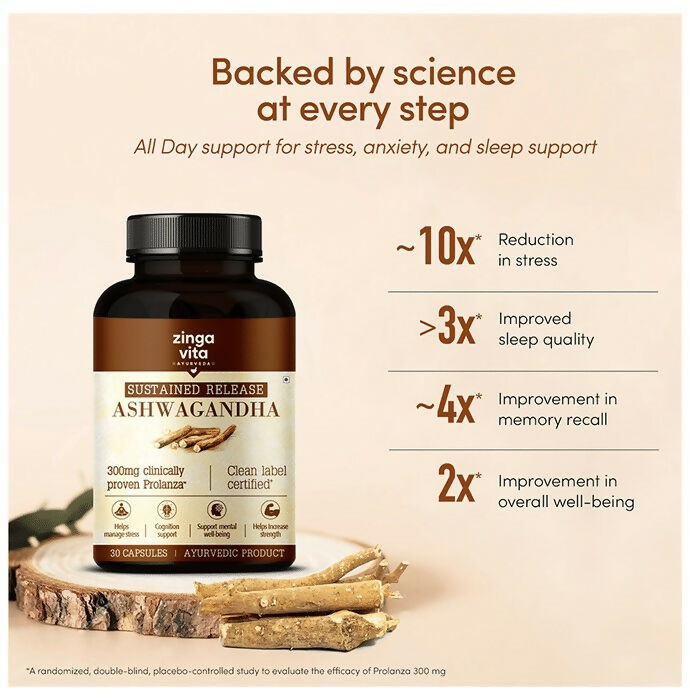 Zingavita Ayurveda Sustained Release Ashwagandha 300mg Capsules - Drmedicart