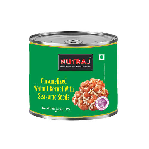 Buy Nutraj Caramelized Walnut Kernels with Sesame Seeds from DrMediCart, Ship from India to USA