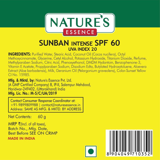 Buy Nature Essence SunBan SPF 60 Cream from DrMediCart, Ship from India to USA