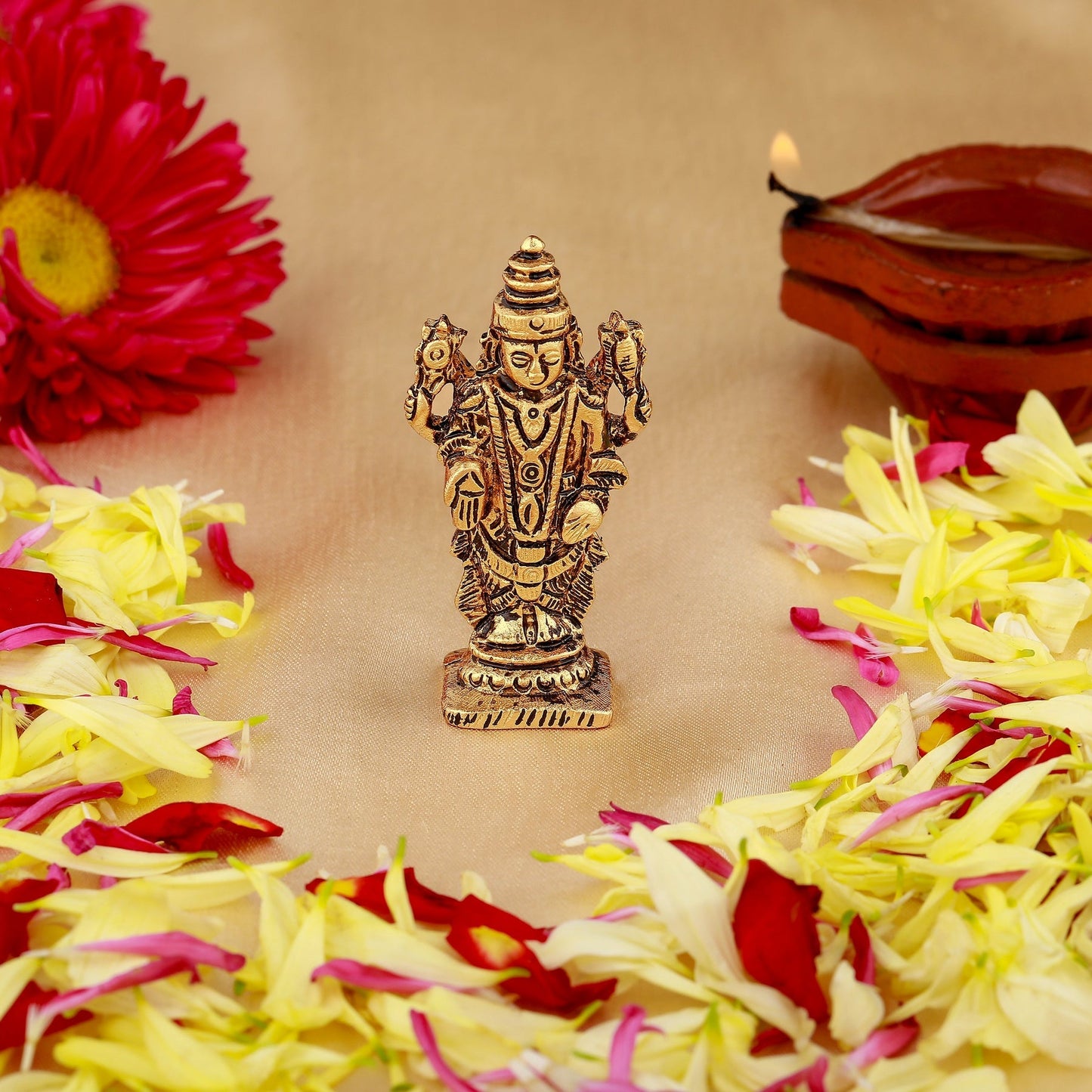 Buy Estele Gold-Polished Lord Tirupati Balaji Idol Showpiece for Pooja Mandir/ Home Decorative