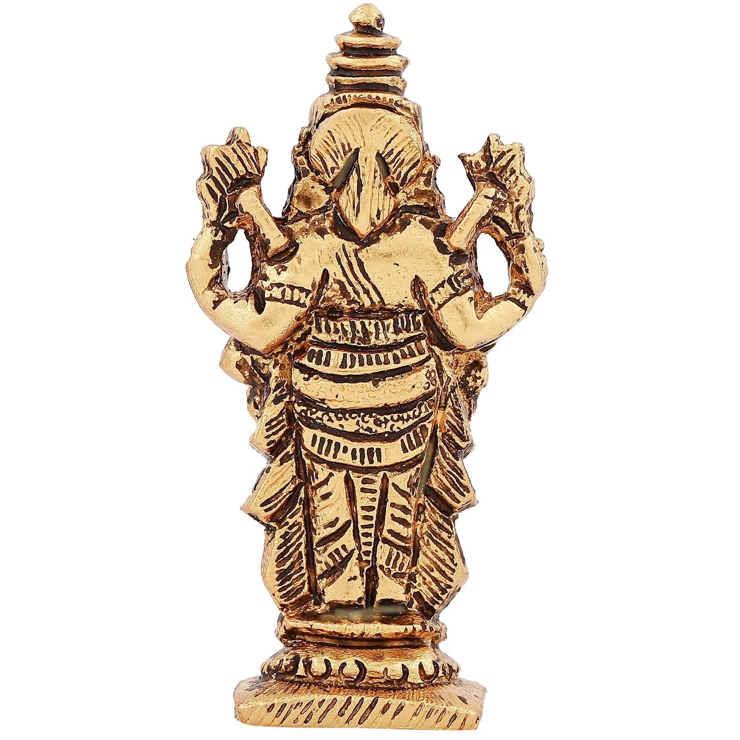 Estele Gold-Polished Lord Tirupati Balaji Idol Showpiece for Pooja Mandir/ Home Decorative