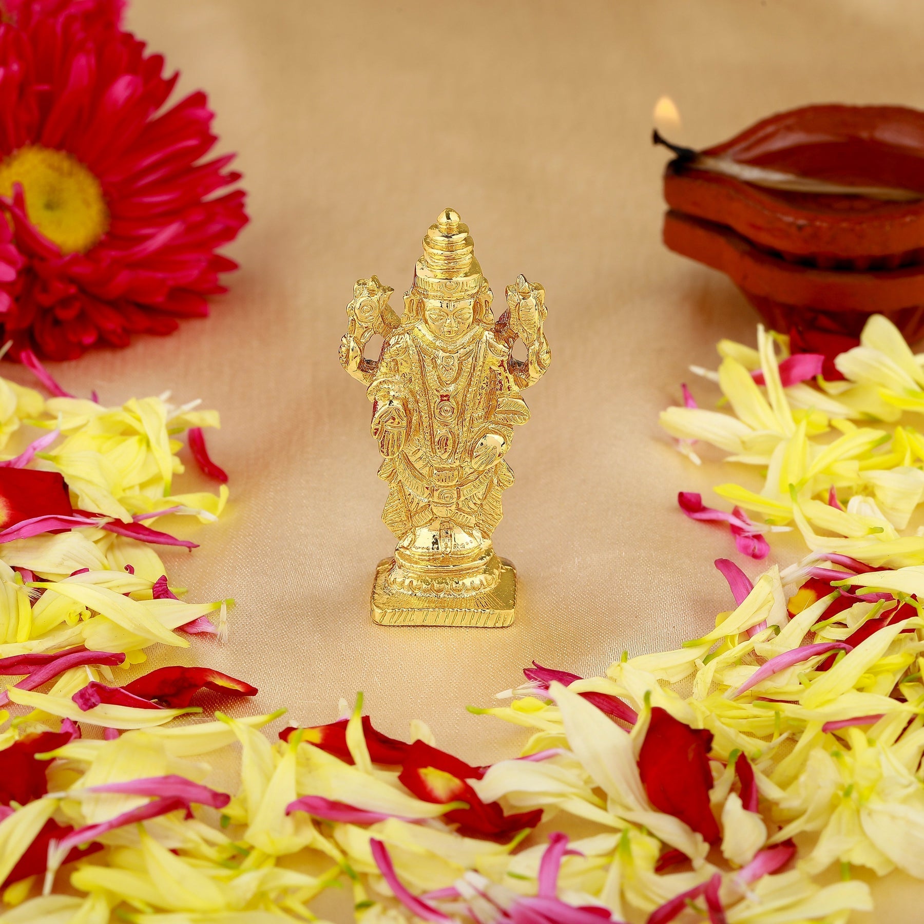 Buy Estele Gold-Polished Lord Tirupati Balaji Idol Showpiece for Pooja Mandir/ Home Decorative