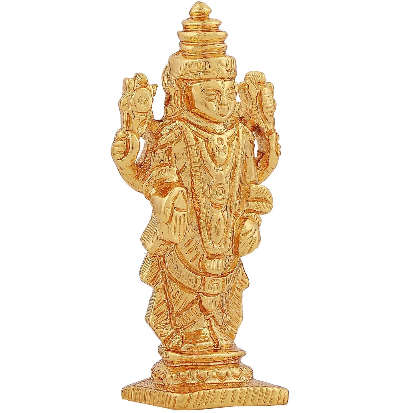 Estele Gold-Polished Lord Tirupati Balaji Idol Showpiece for Pooja Mandir/ Home Decorative