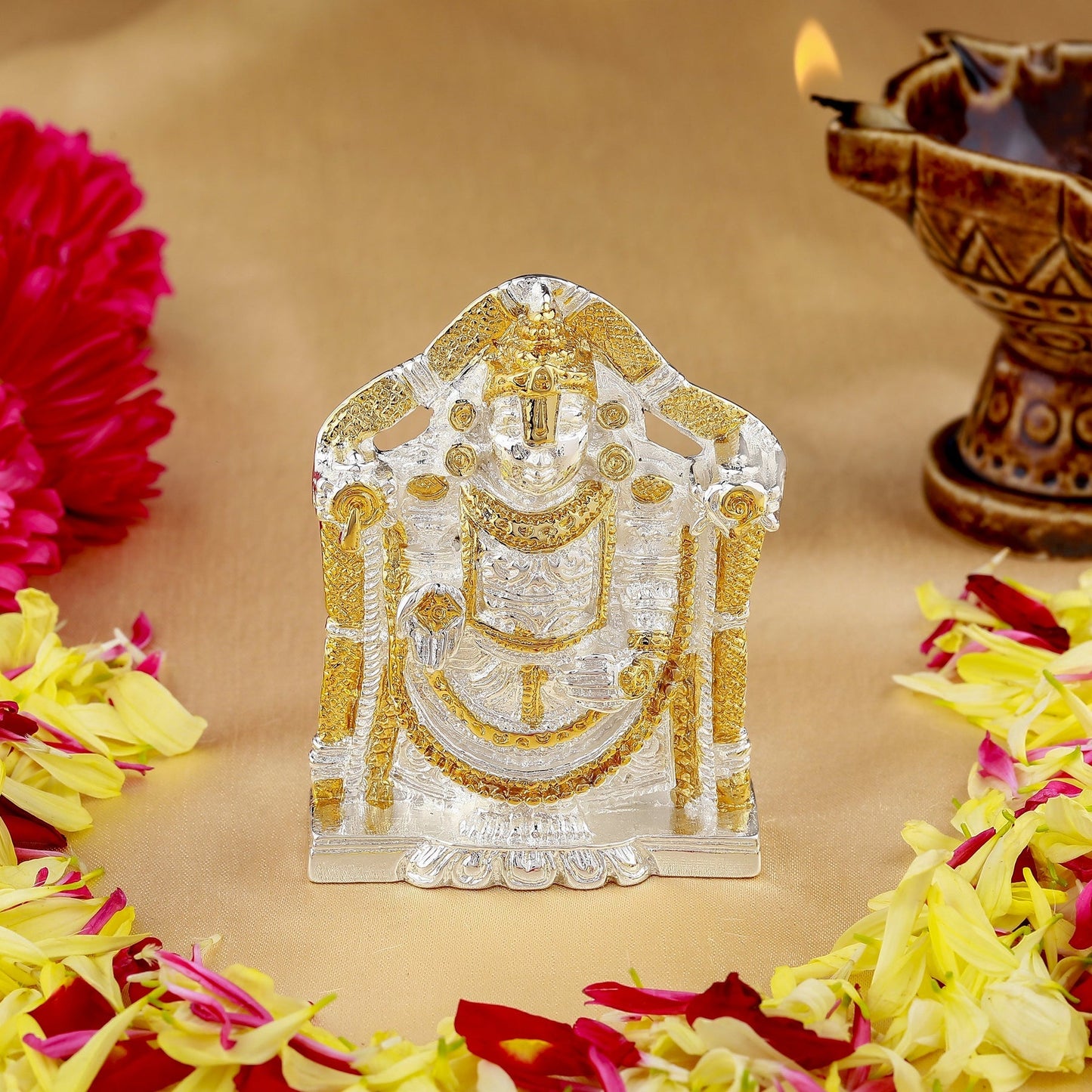 Buy Estele Gold-Polished Lord Tirupati Balaji Idol Showpiece for Pooja Mandir/ Home Decorative