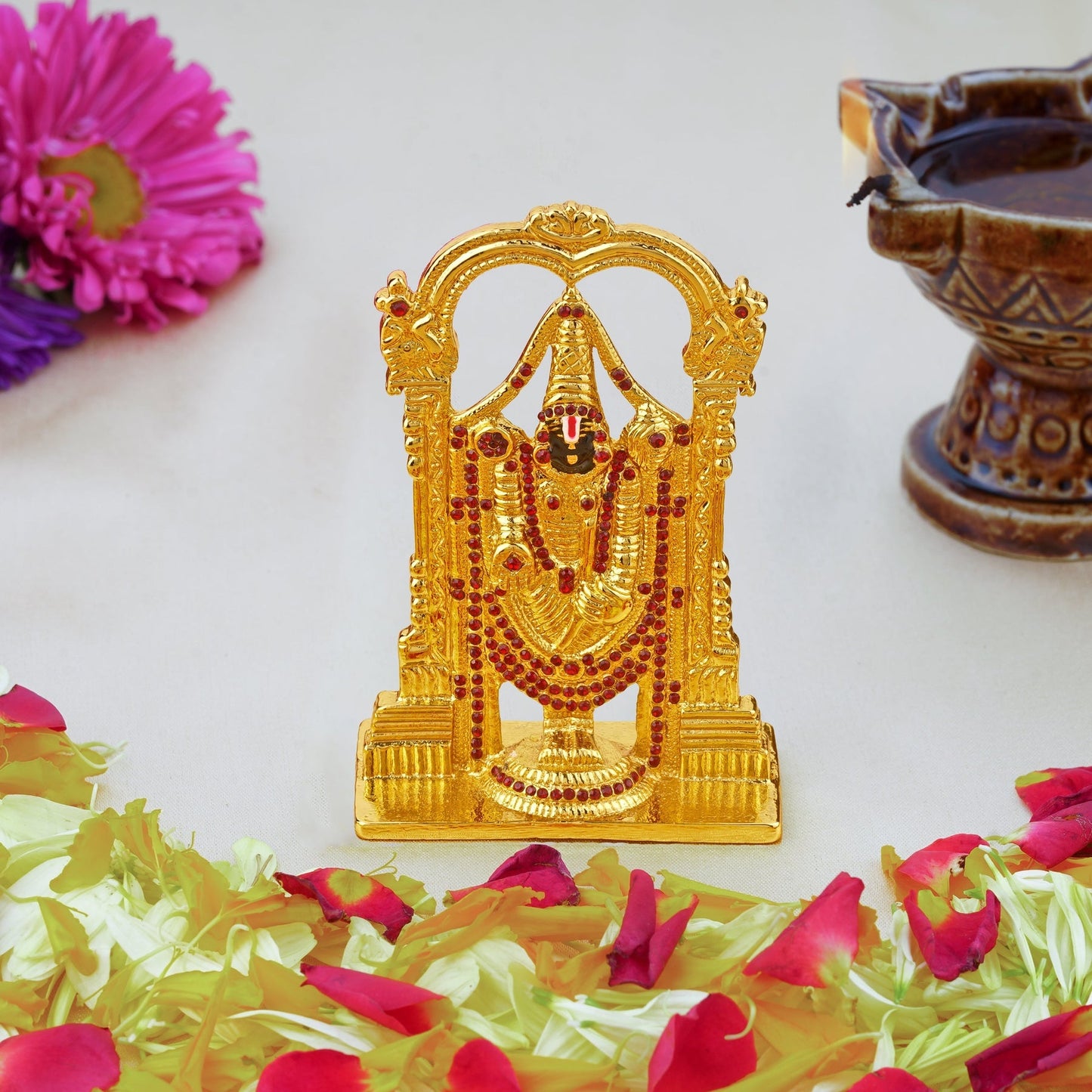 Buy Estele Gold-Polished Lord Tirupati Balaji Idol Showpiece for Pooja Mandir/ Home Decorative