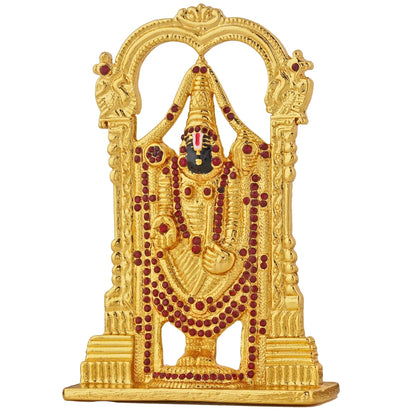 Estele Gold-Polished Lord Tirupati Balaji Idol Showpiece for Pooja Mandir/ Home Decorative
