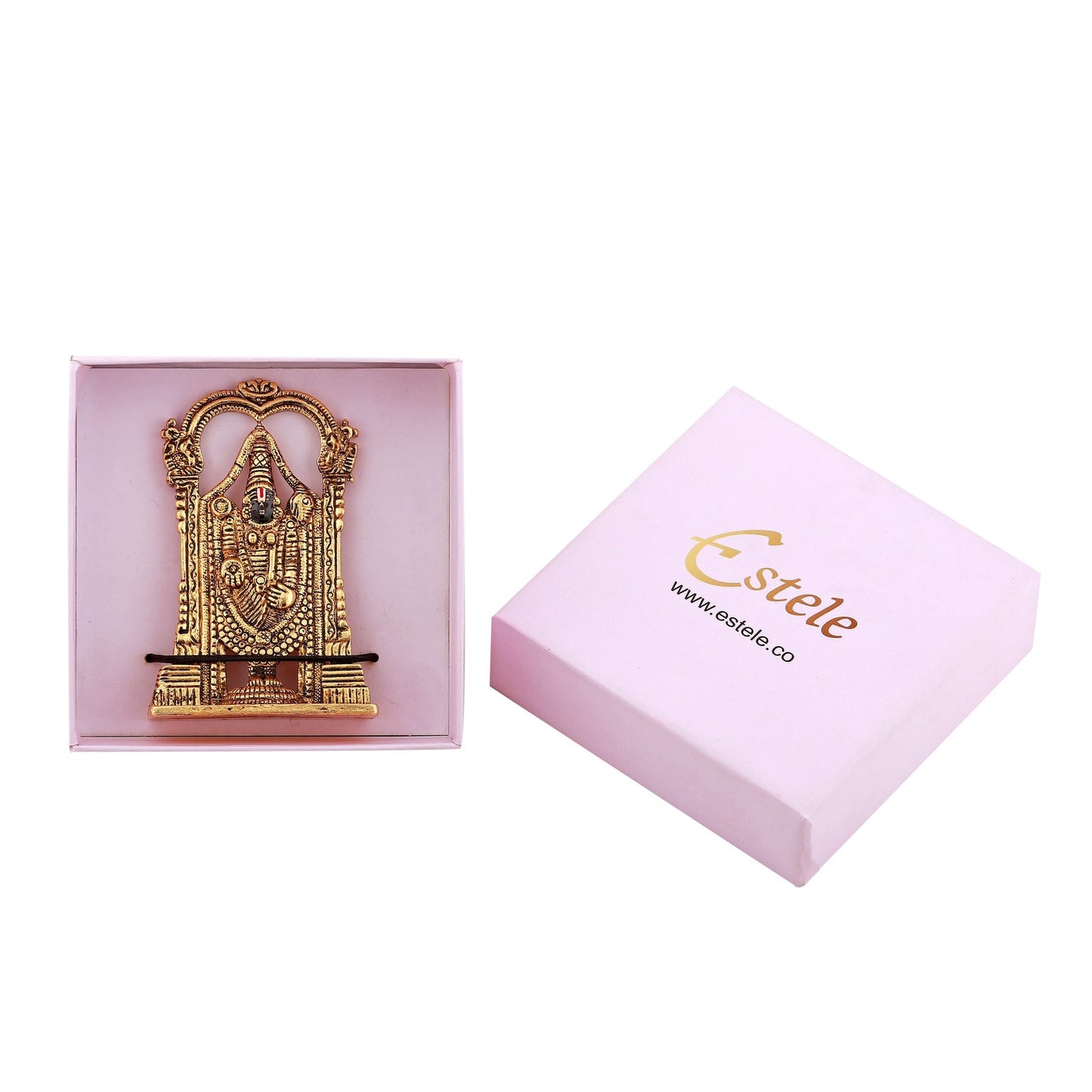 Estele Gold-Polished Lord Tirupati Balaji Idol Showpiece for Pooja Mandir/ Home Decorative
