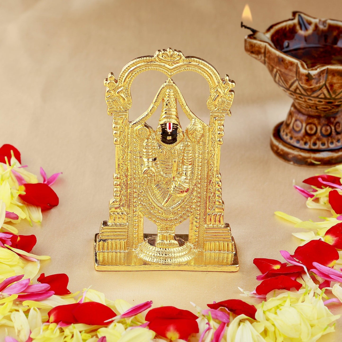 Buy Estele Gold-Polished Lord Tirupati Balaji Idol Showpiece for Pooja Mandir/ Home Decorative