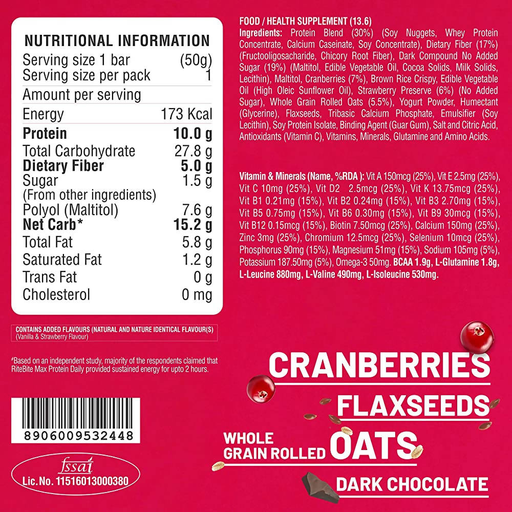 RiteBite Max Protein Daily Choco Berry Bar