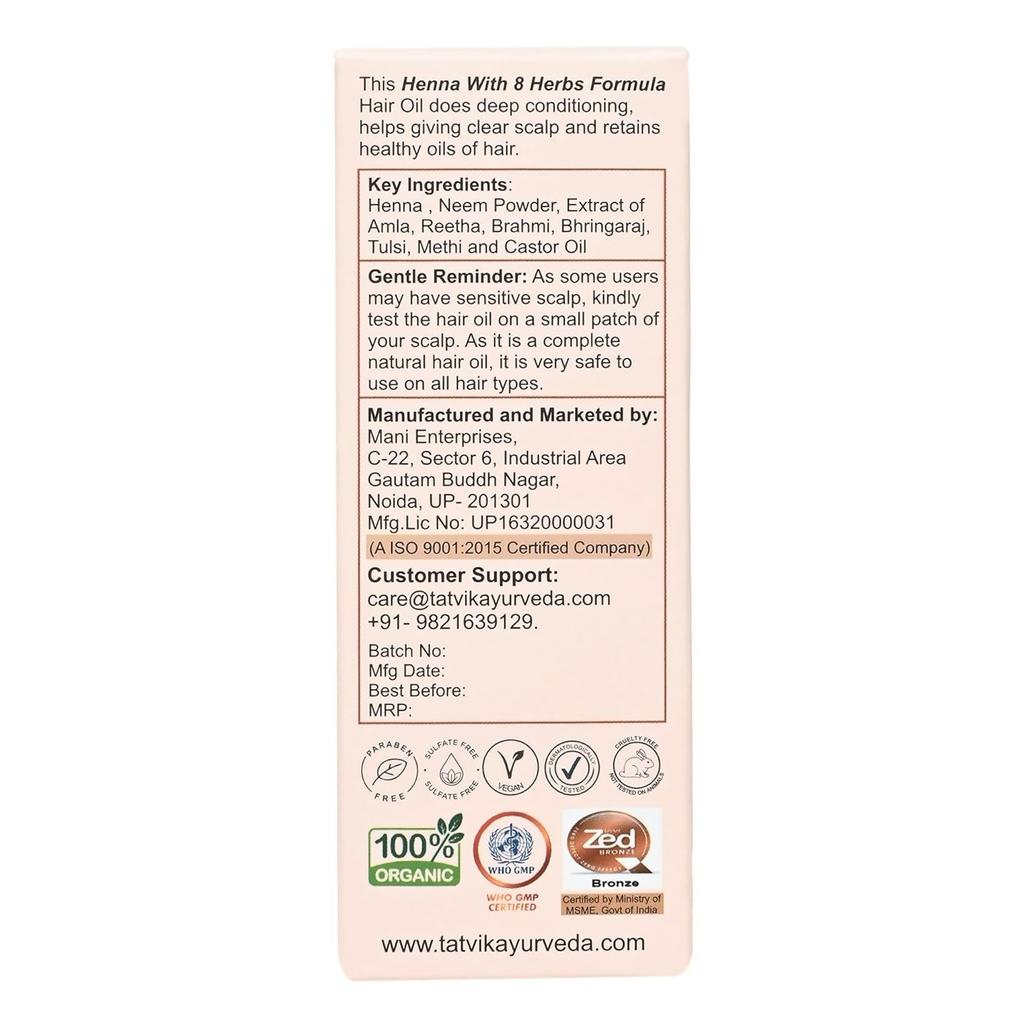 Tatvik Ayurveda Nirmalkesha Hair Oil (Henna With 8-Herbs)