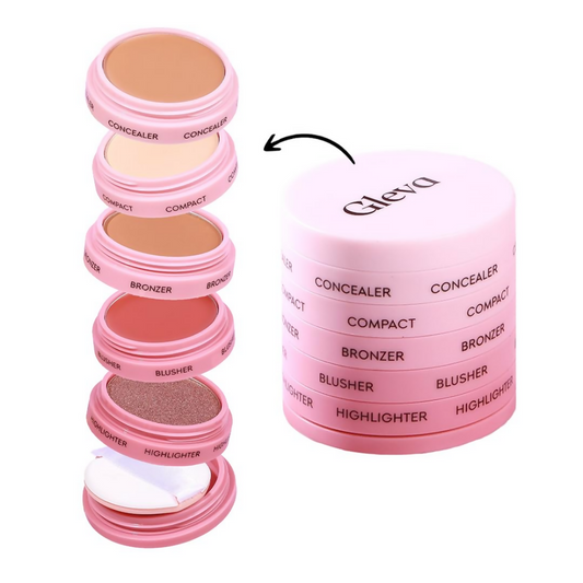 Gleva 5 In 1 Makeup stack Gleva 5 In 1 Makeup stack WIth Concealer, Bronzer, Blusher, Compact & Highlighter Smooth & Blendable Formula - Fair