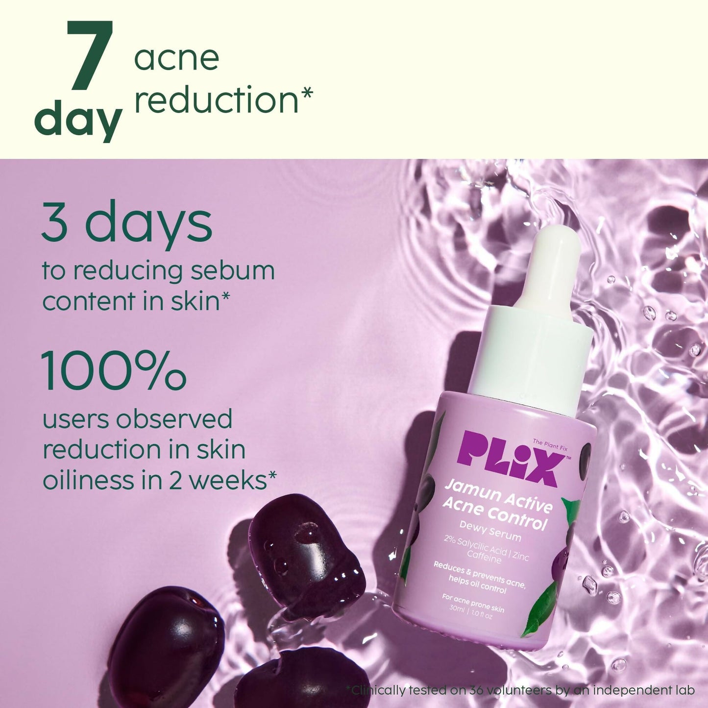 PLIX The Plant Fix 2% Salicylic Acid Jamun Active Acne Control Dewy Serum For Active Acne & Dark Spot Reduction