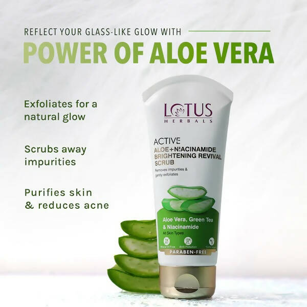 Lotus Herbals Active Aloe + Niacinamide Brightening Revival Scrub - DrMediCart