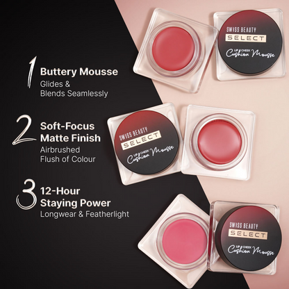 Swiss Beauty Select Lip And Cheek Cushion Mousse With Vitamin E - 1 Empress Pink