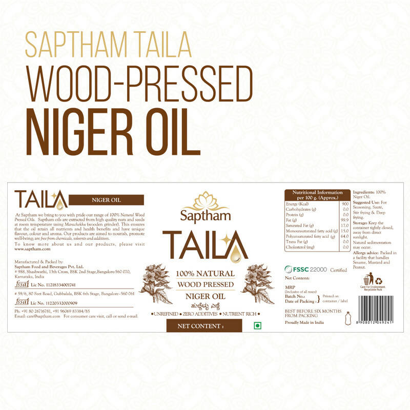 Saptham Taila 100% Wood Pressed Niger Oil
