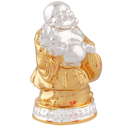 Estele Gold-Polished Laughing Buddha standing statue with Potli showpiece for Perfect Home and Office DÃ©cor