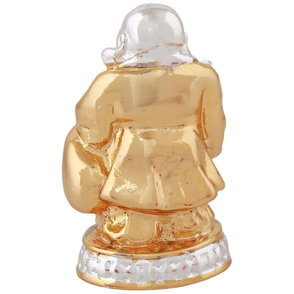 Estele Gold-Polished Laughing Buddha standing statue with Potli showpiece for Perfect Home and Office DÃ©cor